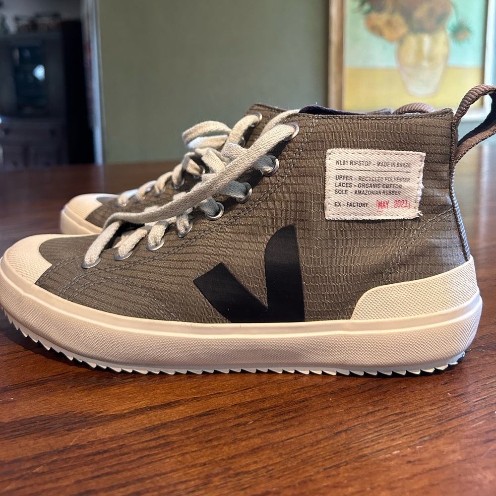 Veja Ripstop High-Top Sneakers Kaki and Black